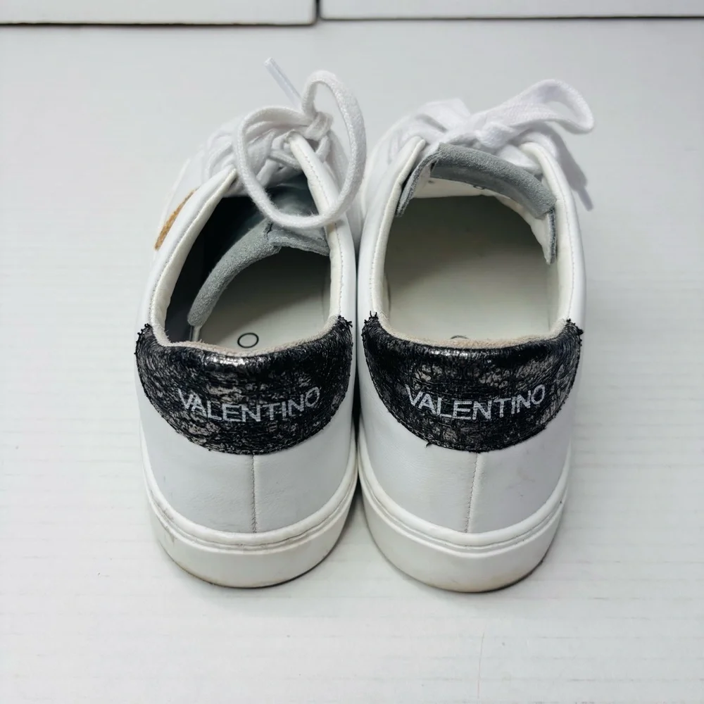 VALENTINO BY MARIO VALENTINOLaura Logo Low Top Leather Sneakers in White Size 8 - Picture 4 of 7